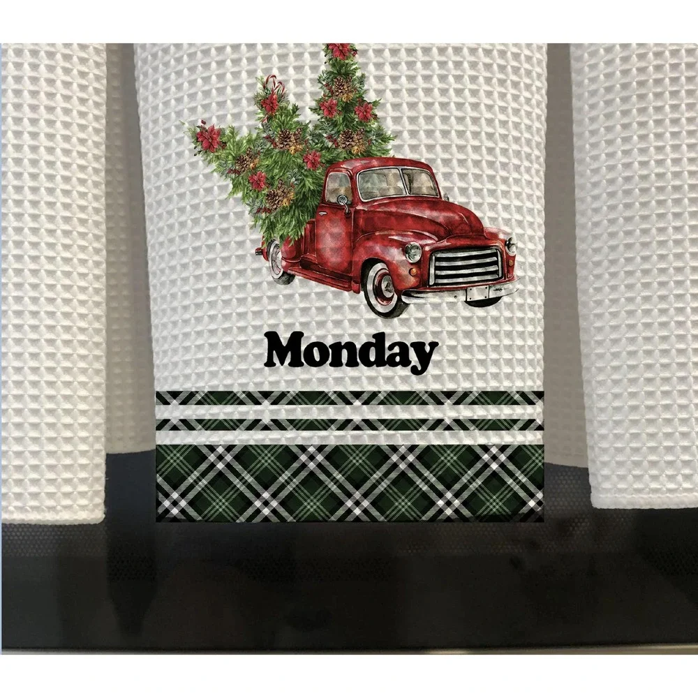 Christmas Days of the week Kitchen towel set, Dish Towels, Set of‎ 7